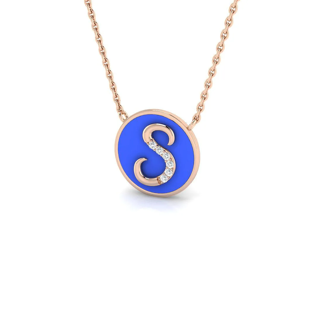 Diamond Letter Pendant 0.15ct Gold & Platinum Necklace - 9k Rose Gold / Natural Diamond(F/SI) / 0.15 Carat: the shop's own photo