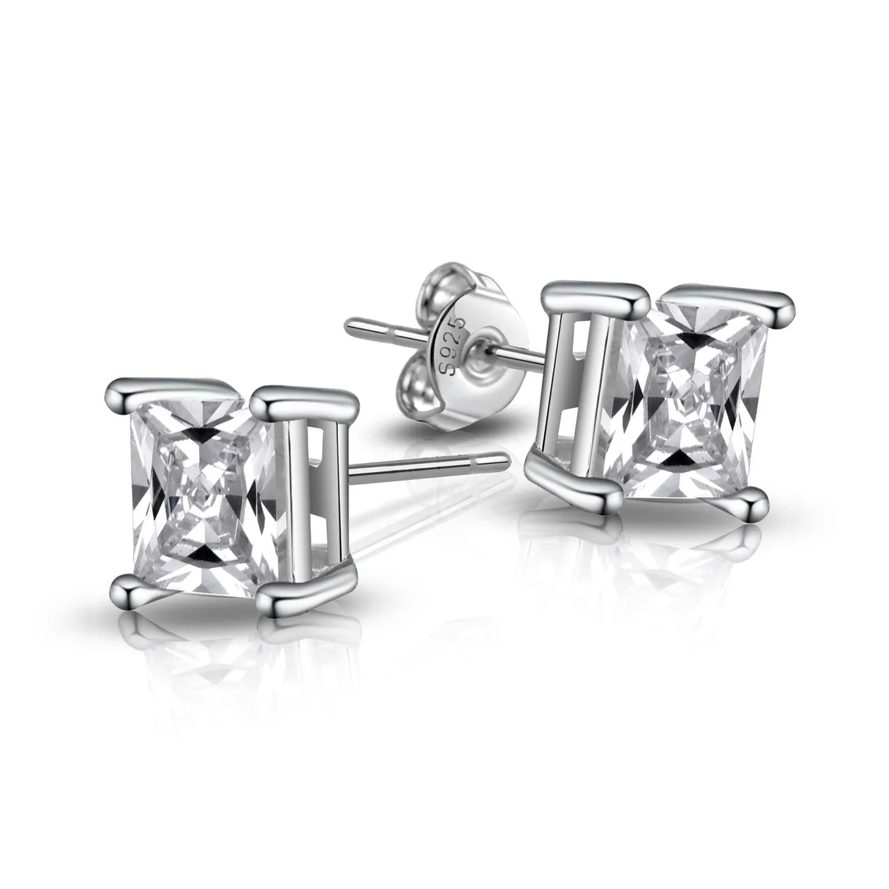 Sterling Silver Square Earrings Created with Zircondia® Crystals: the shop's own photo