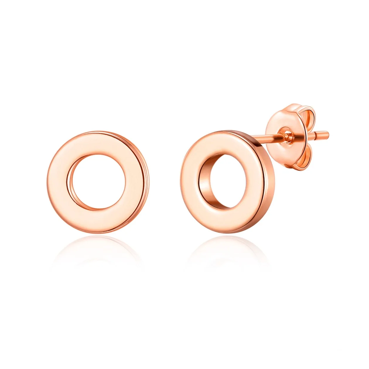 Rose Gold Plated Circle Stud Earrings: the shop's own photo