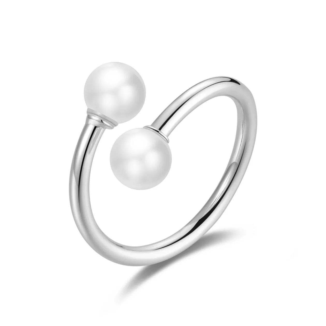 Silver Plated Adjustable Double Pearl Ring: the shop's own photo