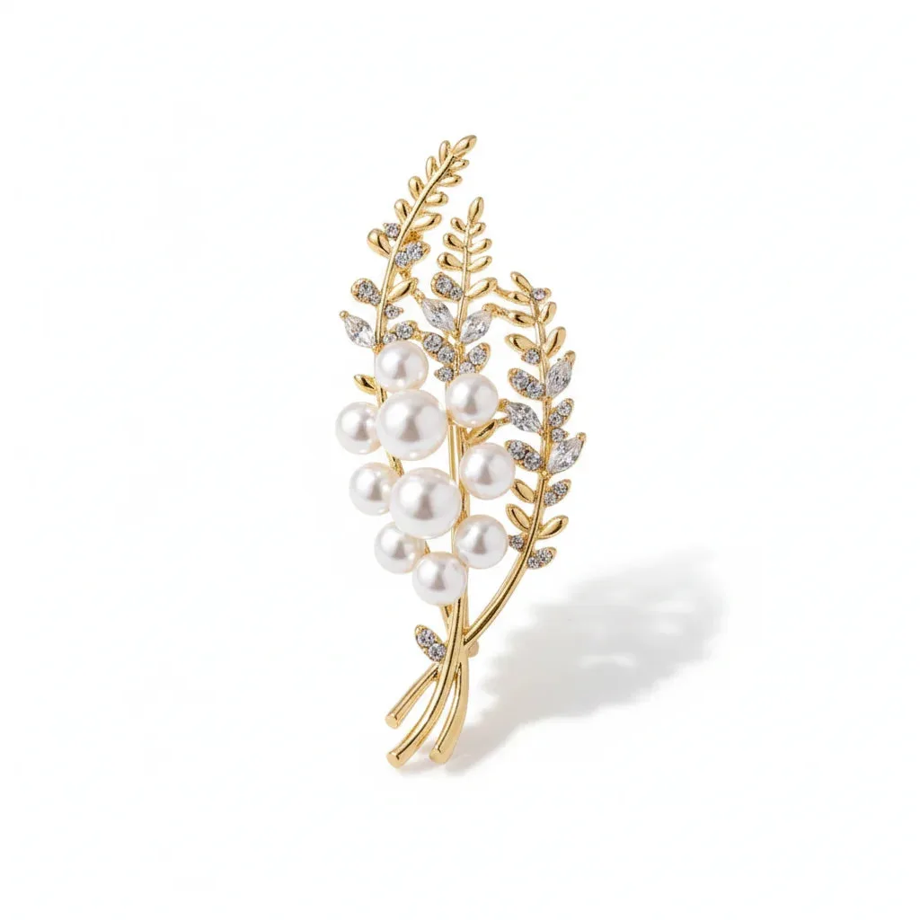 Golden Pearl Leaf Brooch: the shop's own photo