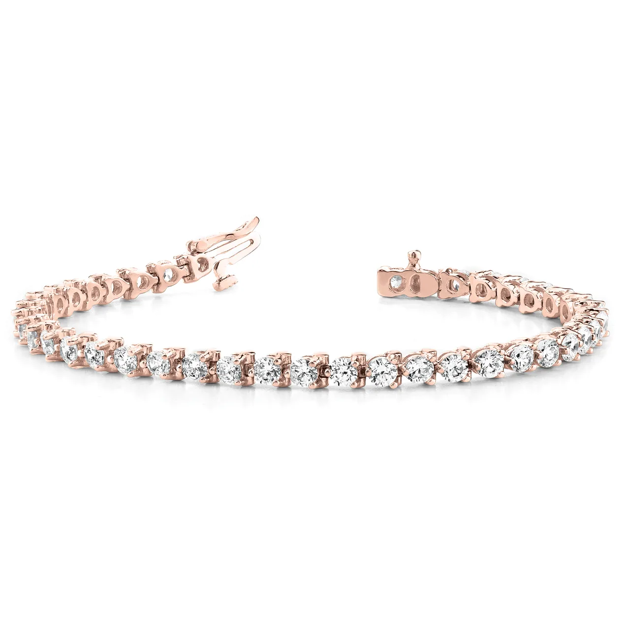 Prong Set Lab Diamond Tennis Bracelet for Women in Gold & Platinum | UK Hallmarked - 9k Rose Gold / 3.00 Carat / Lab Grown Diamond: the shop's own photo