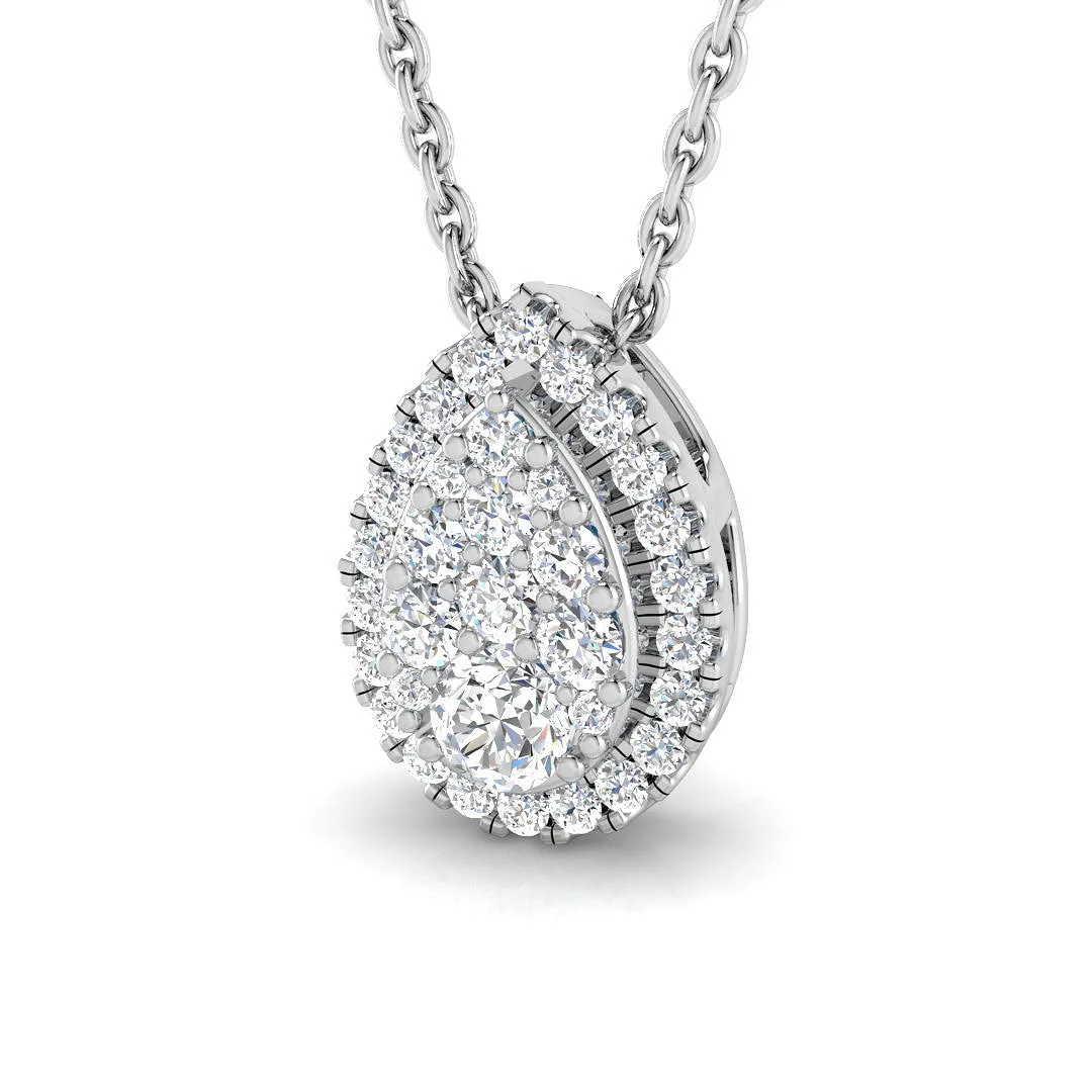 Pear-Shaped Diamond Pendant Necklace with Lab-Grown Diamonds Without Chain - 9k White Gold / Natural Diamond(F/SI) / 0.25 Carat: the shop's own photo