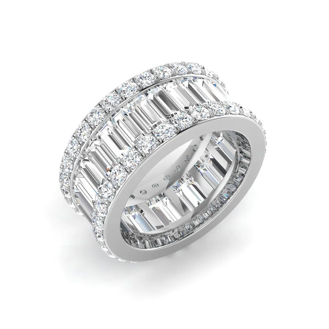 4.50ct Lab-Grown Baguette and Round Cut D/VVS Diamond Full Eternity Ring. - 18k Yellow Gold / 4.50 Carat: the shop's own photo