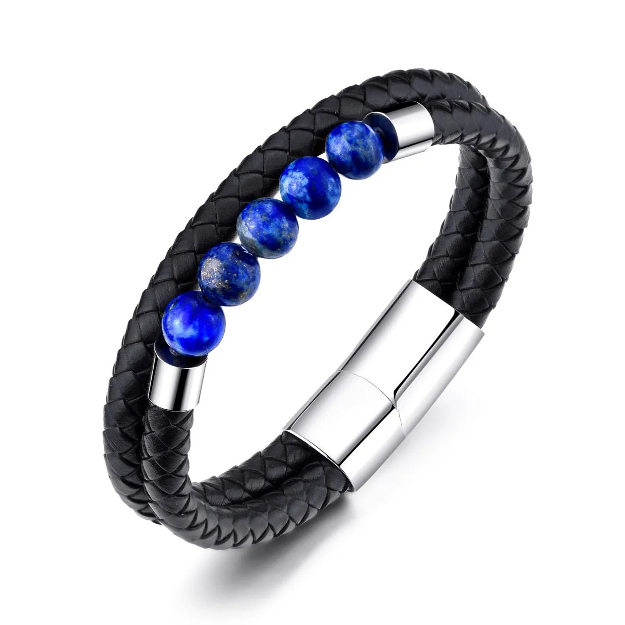 Men's Lapis Genuine Leather Bracelet: the shop's own photo