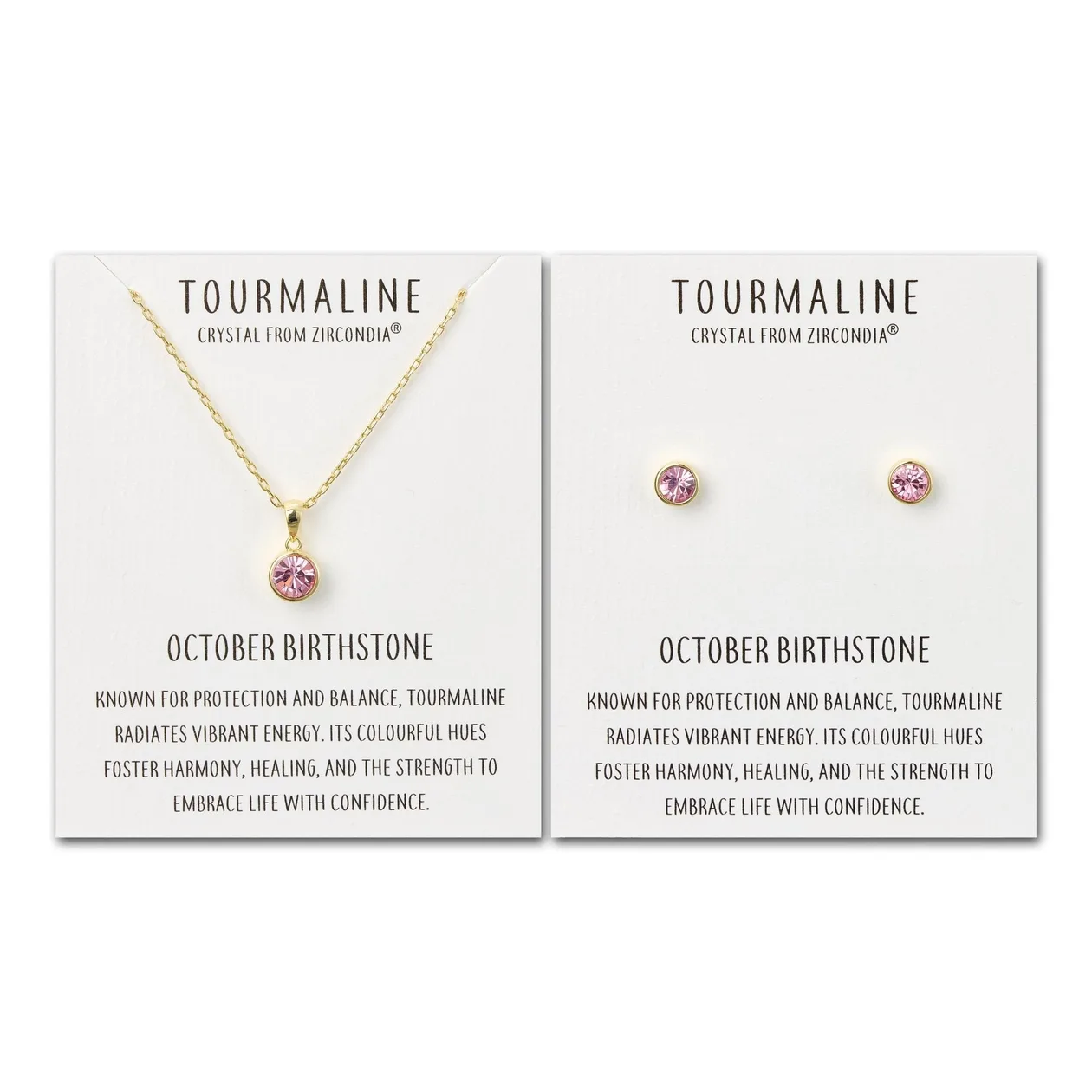 18k Gold Plated October (Tourmaline) Birthstone Necklace & Earrings Set Created with Zircondia® Crystals: the shop's own photo