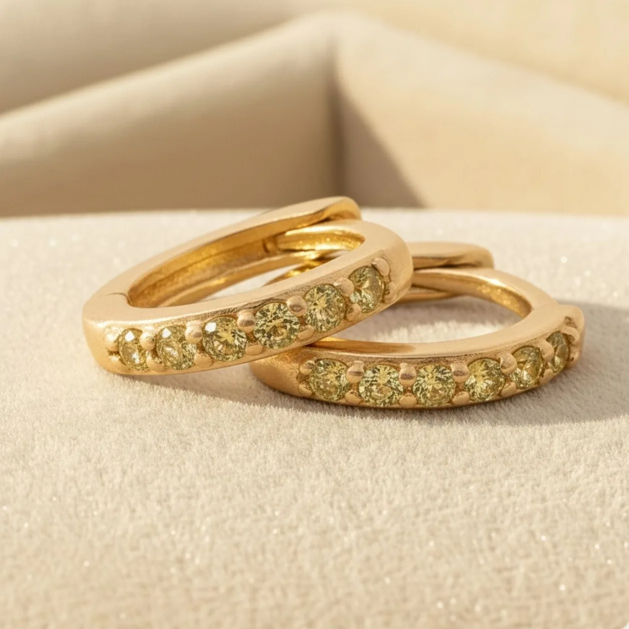 Peridot August Birthstone Small Huggie Hoop Earrings: the shop's own photo