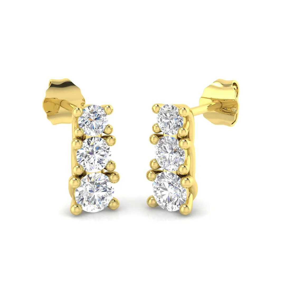 9ct Yellow Gold 1.05ct Lab Grown Diamond Drop Earrings - 1.05 Carat / Lab Grown (D/VVS) / 9-k-yellow-gold: the shop's own photo