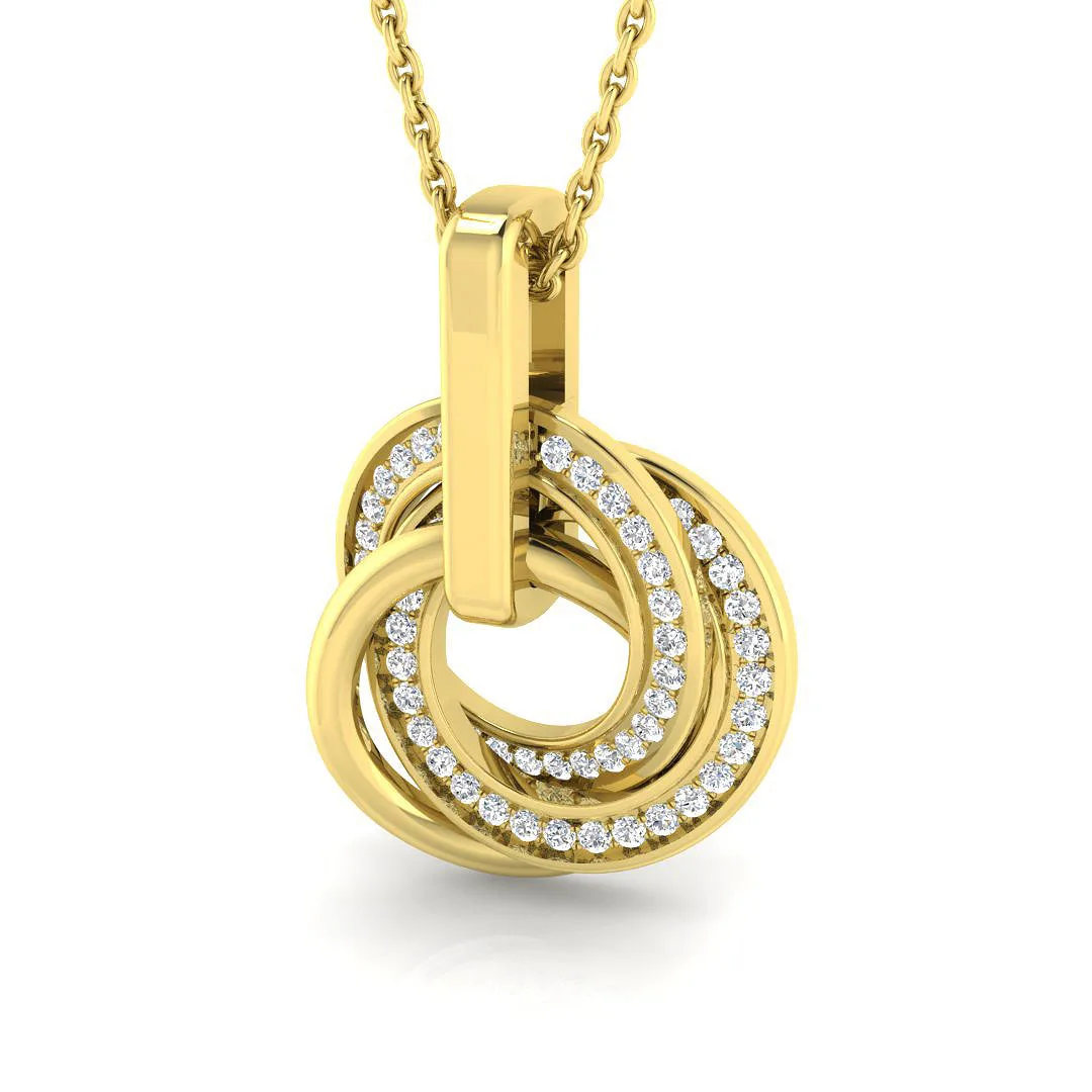 Intertwined Circle Diamond Pendant | Lab-Grown & Natural Diamond - 9k Yellow Gold / Natural Diamond(F/SI) / 0.15 Carat: the shop's own photo