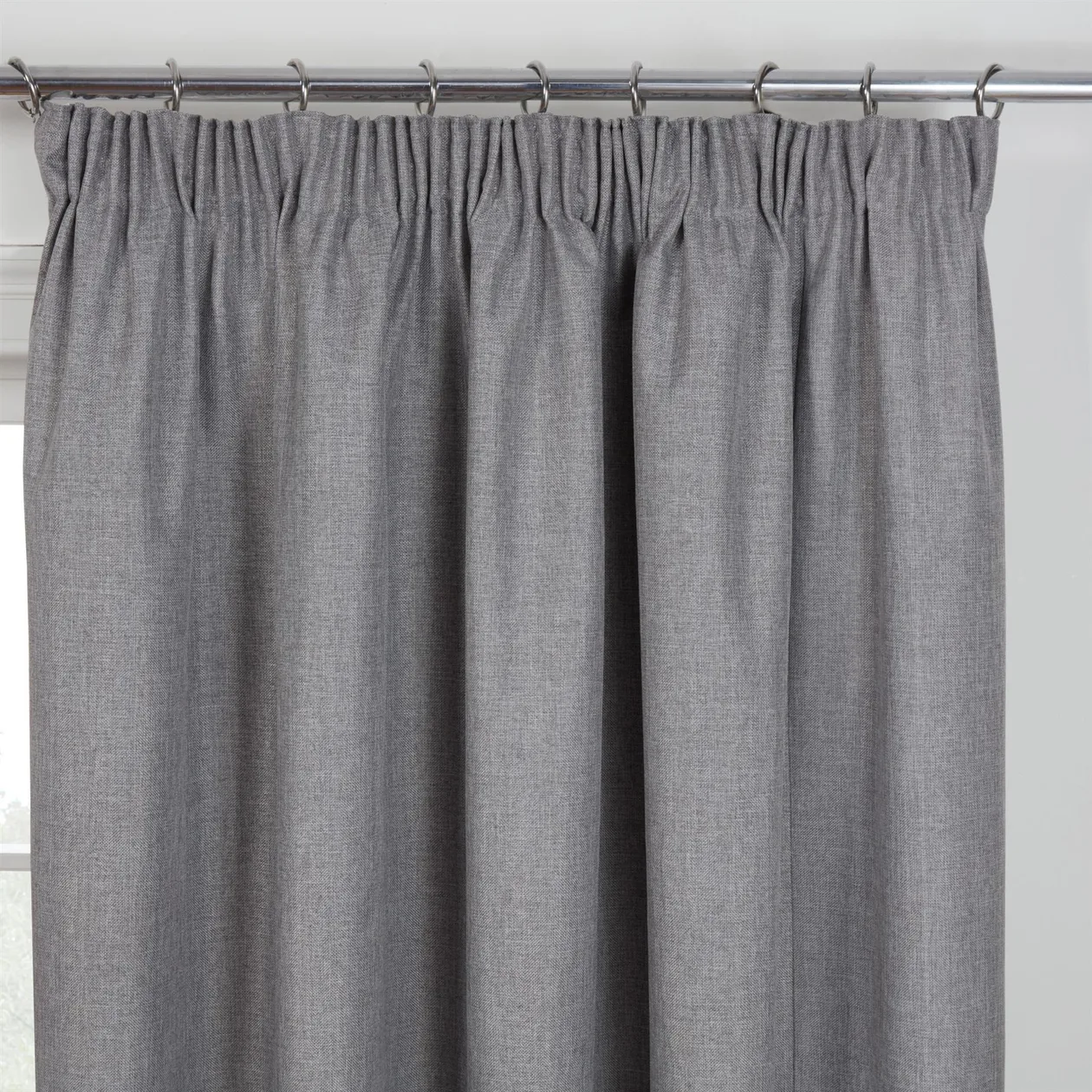 Eclipse Blackout Pencil Pleat Curtains - Pewter - 90" x 72": the shop's own photo