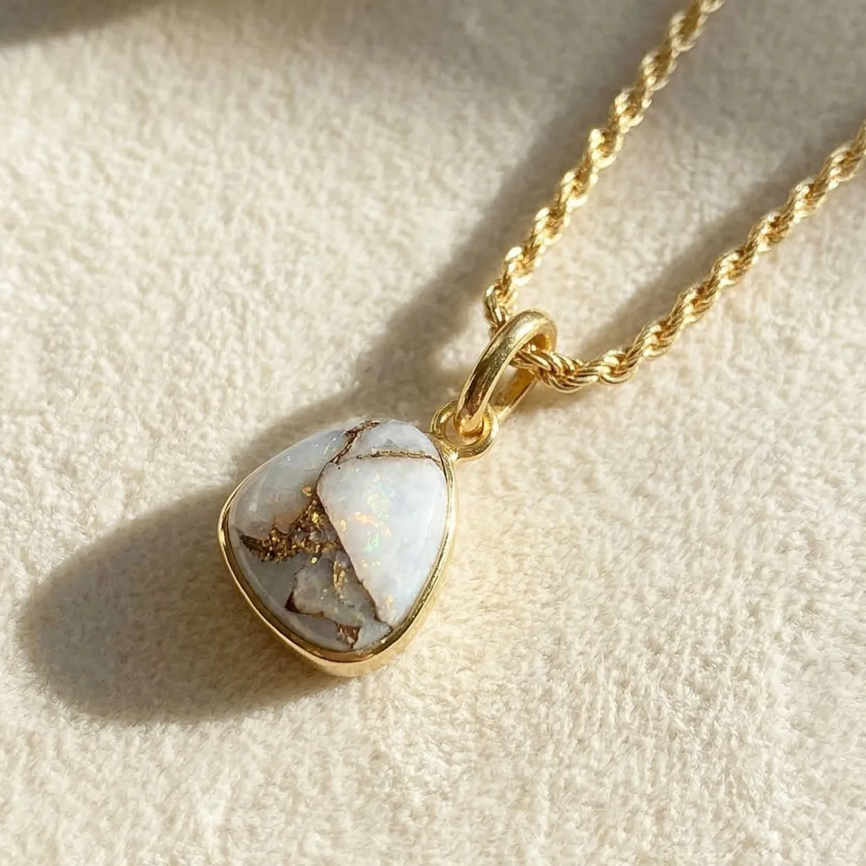 Statement Herkimer Diamond Quartz April Birthstone Gold Vermeil Pendant Rope Necklace: the shop's own photo