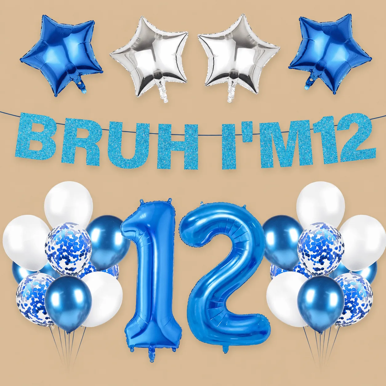 12th Birthday "Bruh I'm 12" Balloon Set: the shop's own photo