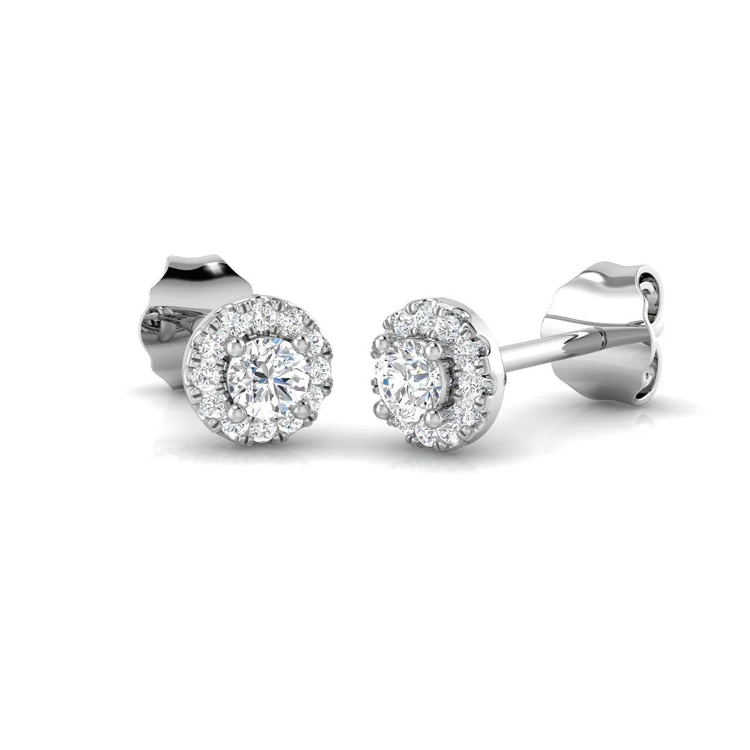 Polly Halo Gold Diamond Earrings | Elegant Luxury 0.33-1.5ct - 0.5 Carat / Lab Grown Diamond(D-VVS) / 9k White Gold: the shop's own photo
