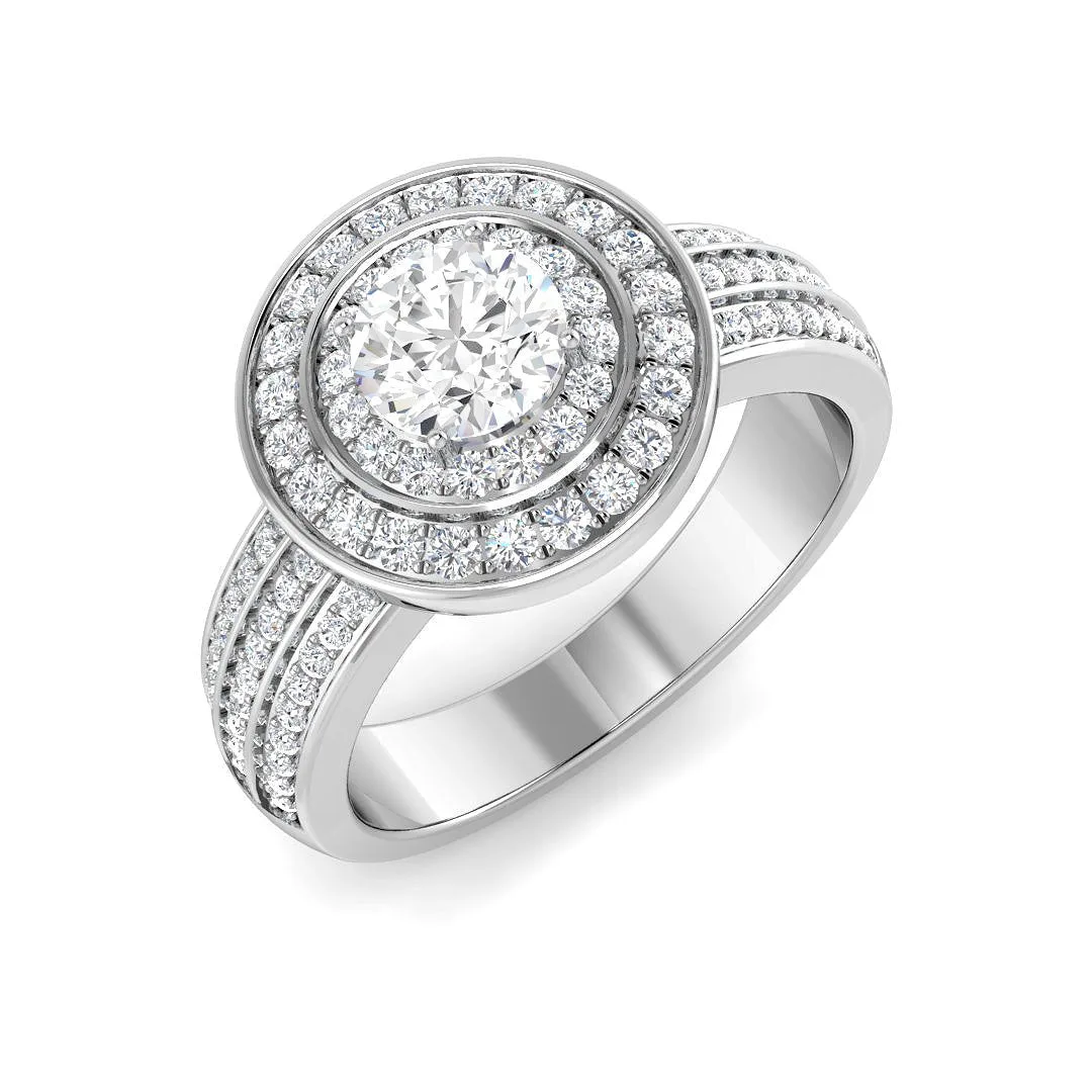 Natural Round Cut Diamond Halo Engagement Ring - Lab-Grown Diamond / 1.00 Carat / 18k Yellow Gold: the shop's own photo