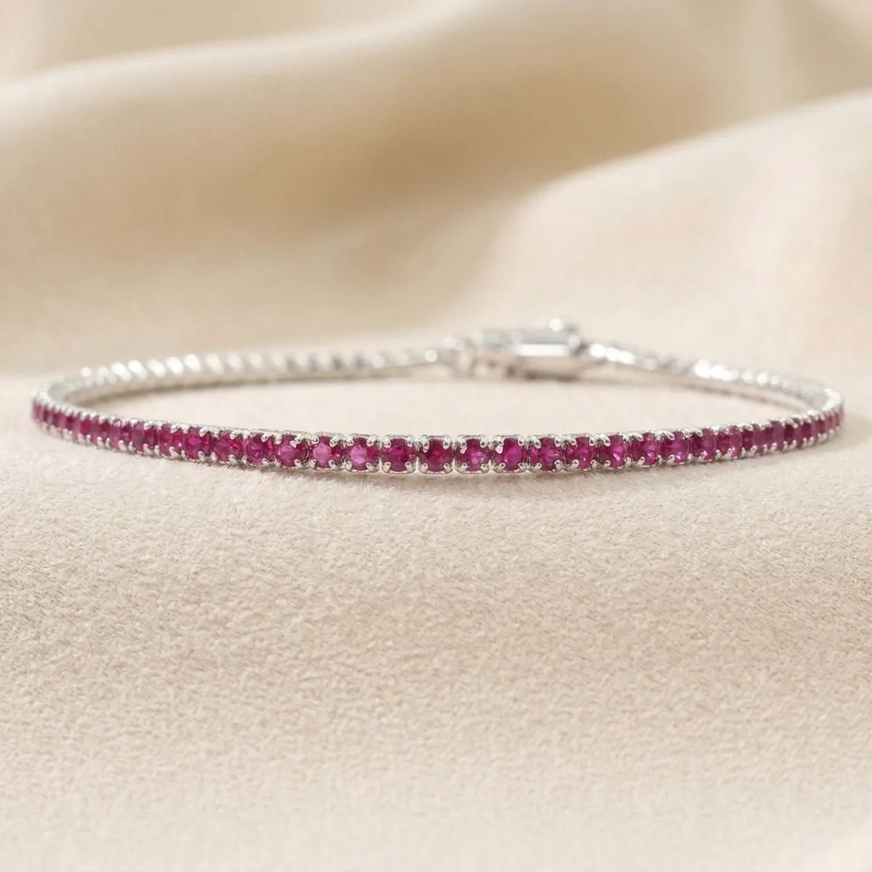 Ruby July Birthstone Sterling Silver Tennis Bracelet: the shop's own photo