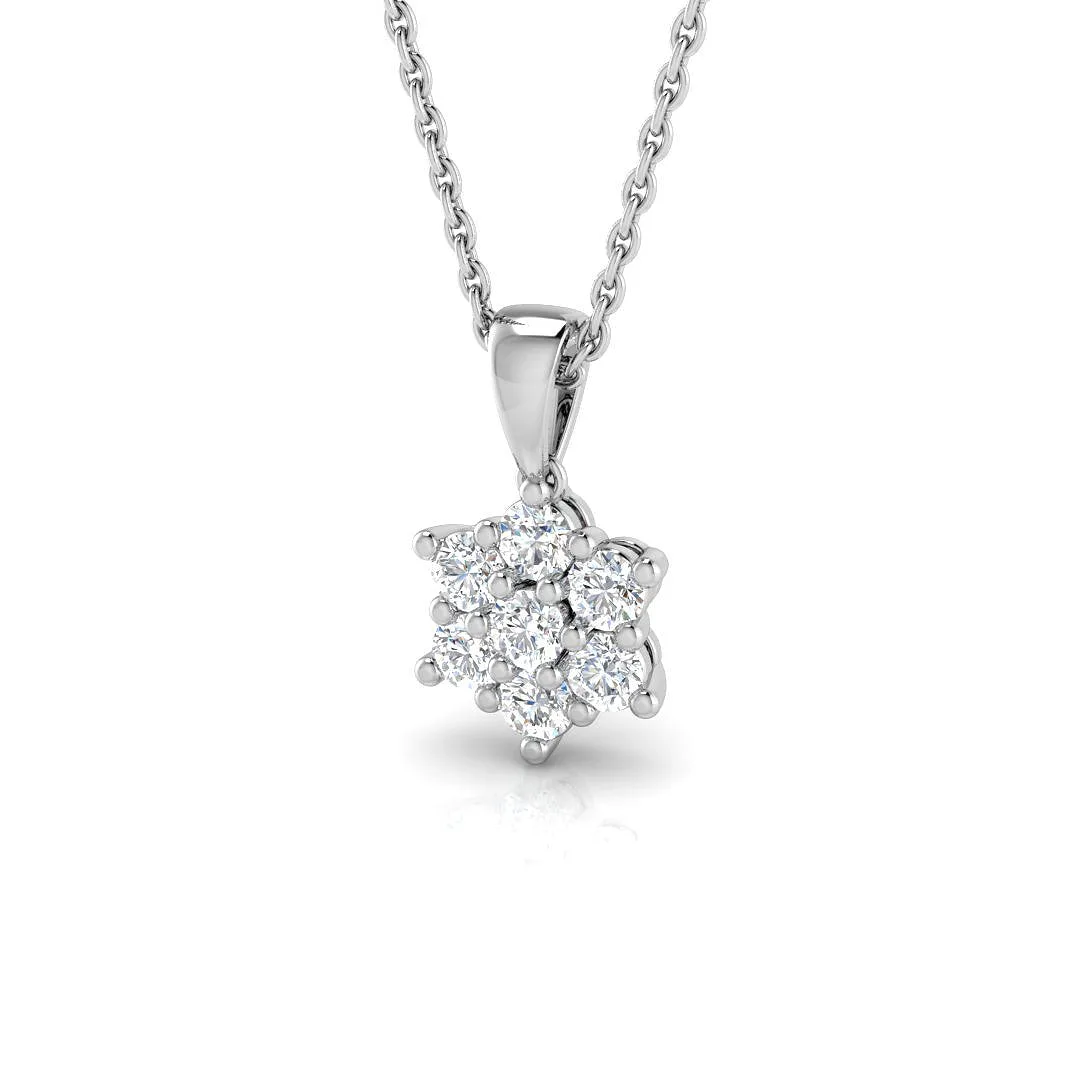 Star-Shaped Diamond Pendant | Diamond Cluster Necklace 0.3ct to 2ct Gold - 9k White Gold / Natural Diamond(F/SI) / 0.30 Carat: the shop's own photo