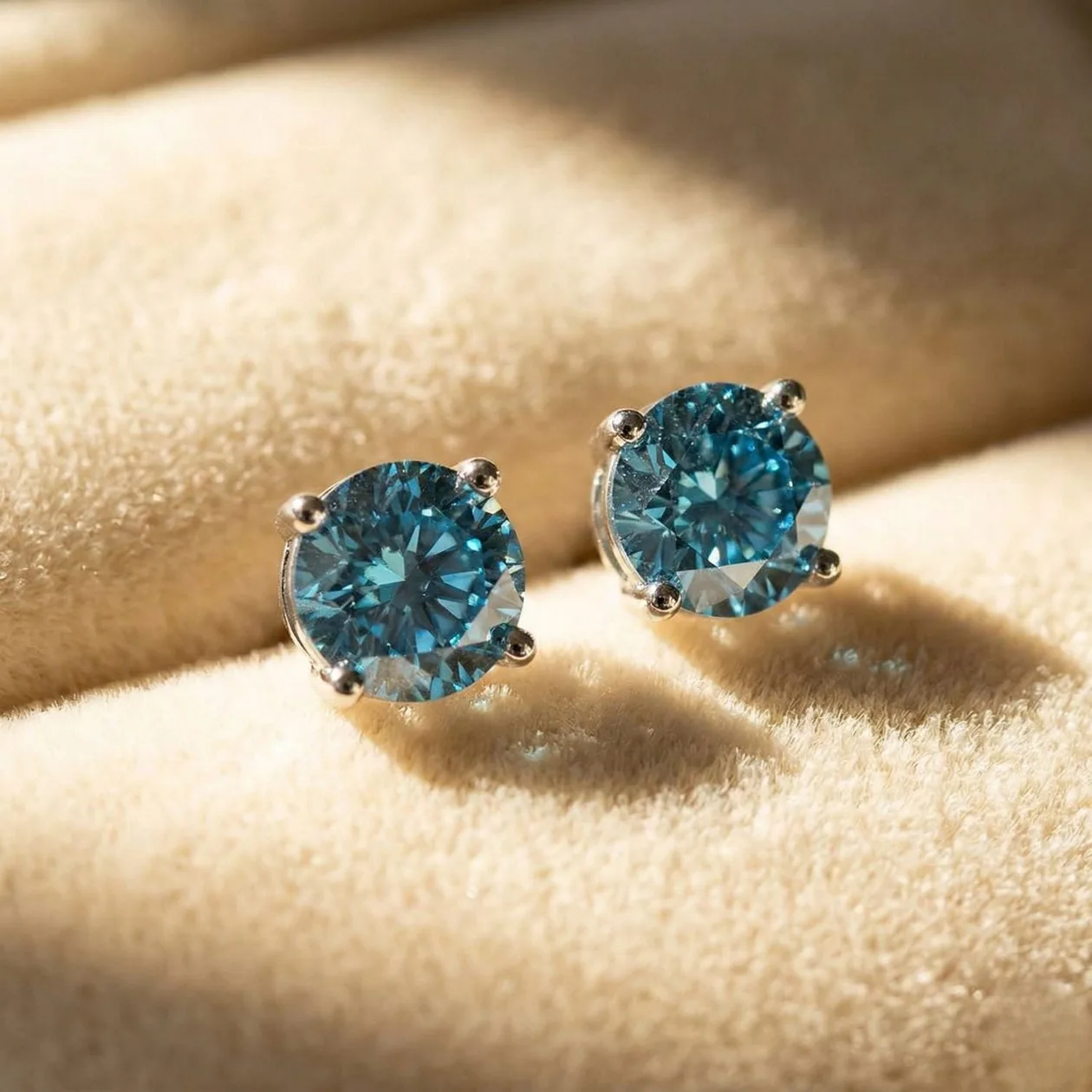 Aquamarine Moissanite Crystal Sterling Silver Earrings: the shop's own photo