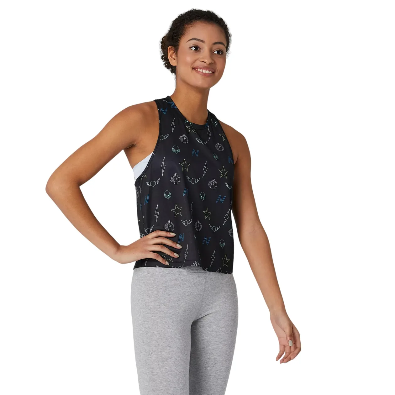 New Balance Womens Printed Fast Flight Crop Tank - Black | Size: L: the shop's own photo