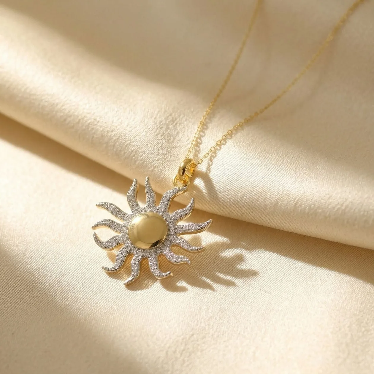 18ct Gold Plated Distant Sun Pendant Charm Necklace: the shop's own photo