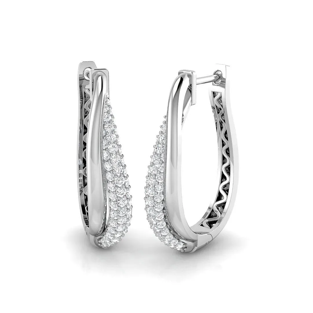Hoop Earrings - 1ct Teardrop Pave Diamond Splendor - Natural Diamond / 18k Yellow Gold / 1: the shop's own photo