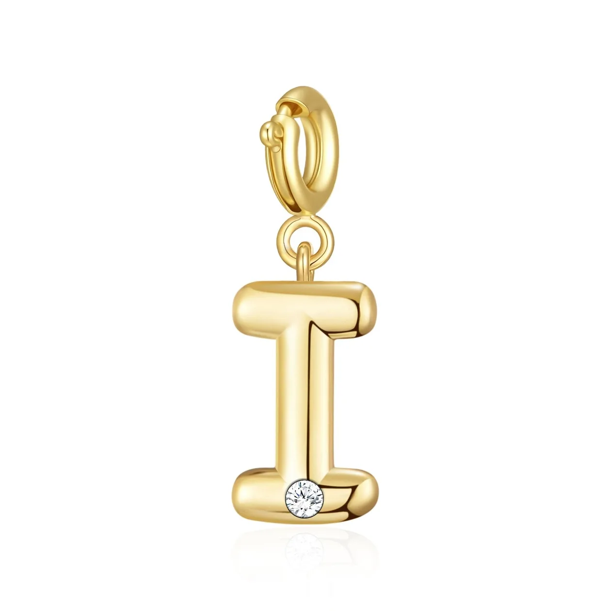18k Gold Plated Clip On Initial Charms Letter A-Z Created with Zircondia® Crystals - I: the shop's own photo