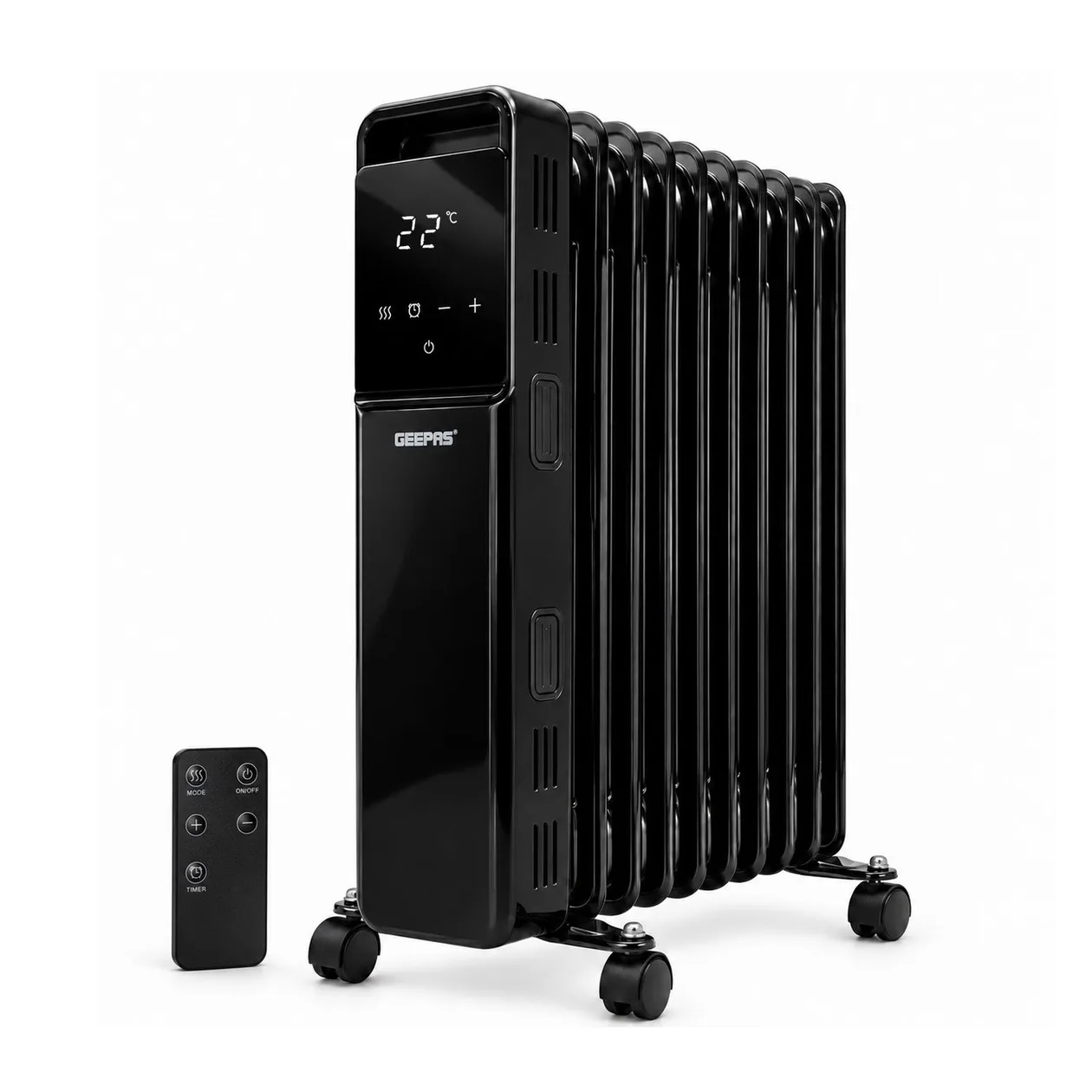 Oil-Filled Touchscreen Digital Oil-Filled Radiator Heater With Remote - Black / 11-Fin: the shop's own photo