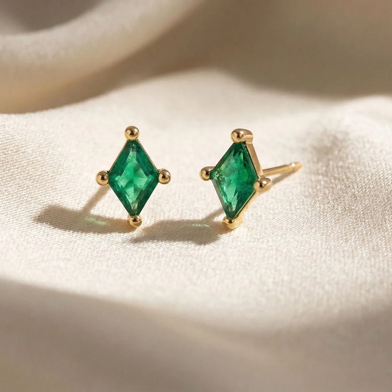 Tiny Emerald Stud May Birthstone Earrings: the shop's own photo
