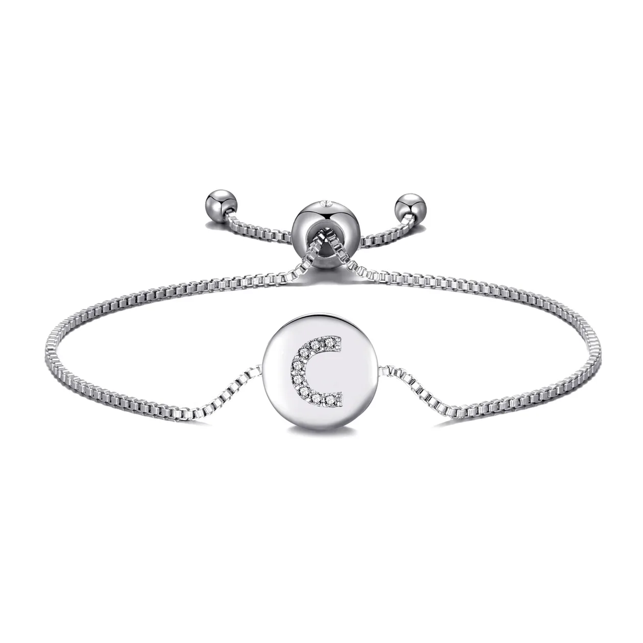 Initial Friendship Slider Bracelet Letter C Created with Zircondia® Crystals: the shop's own photo