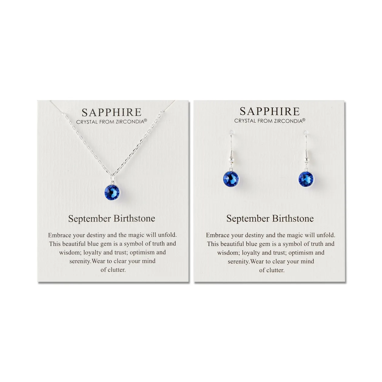 September (Sapphire) Birthstone Necklace & Drop Earrings Set Created with Zircondia® Crystals: the shop's own photo