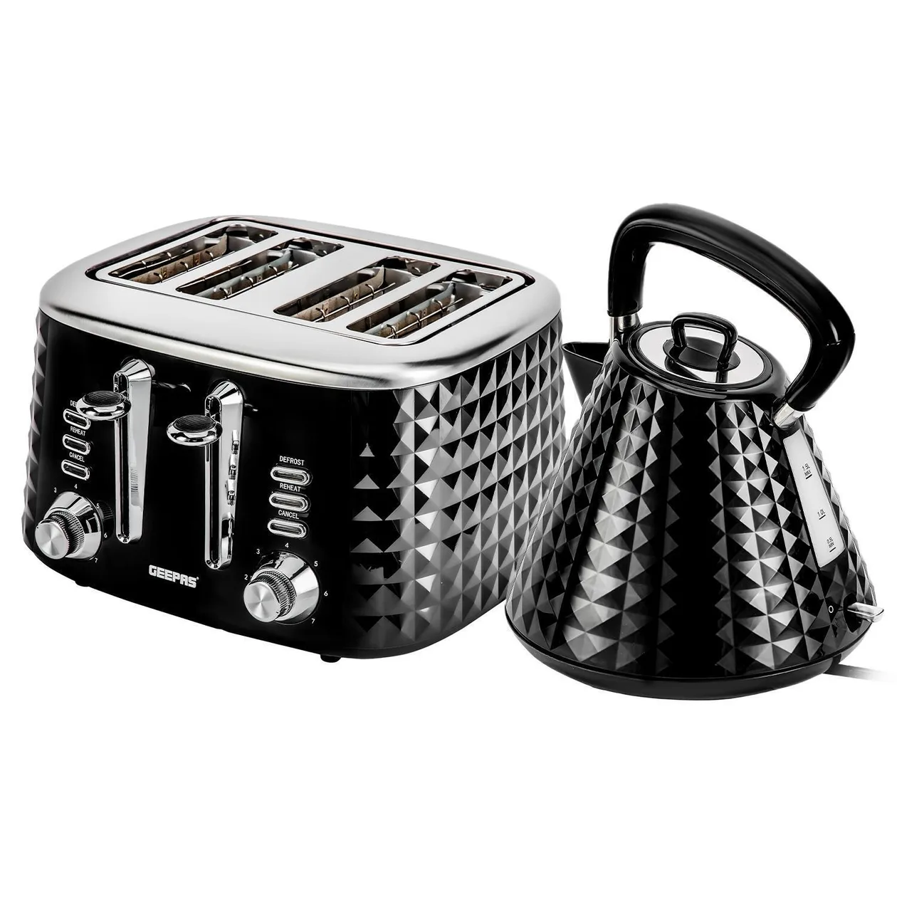 Black Kettle and Toaster Set | 1.5L Electric Kettle & 4-Slice Toaster: the shop's own photo