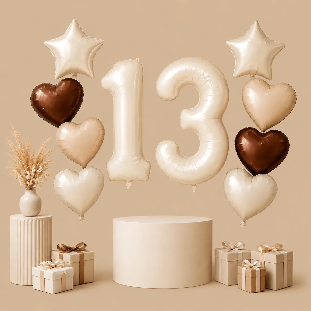 13th Birthday Neutral Cream Balloon Set: the shop's own photo