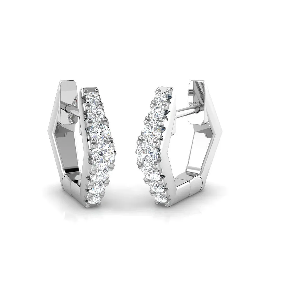 Hoop Earrings - Geometric 0.25ct Hexagonal Design - Lab Grown Diamond / 18k Yellow Gold / 0.25: the shop's own photo