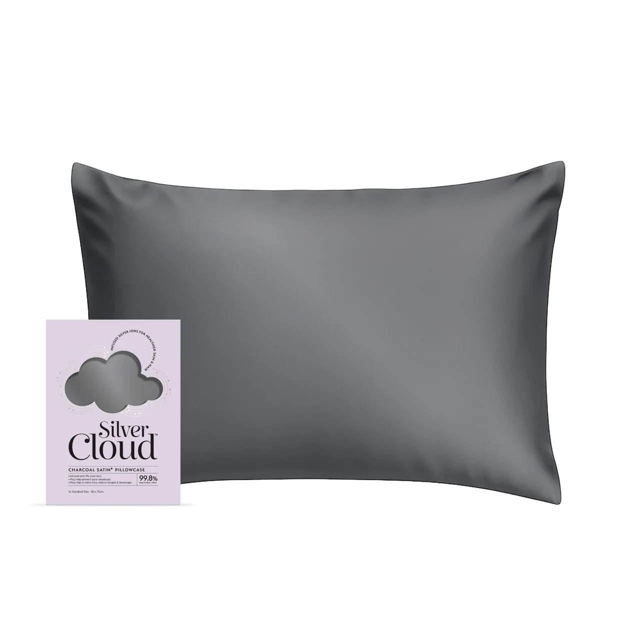 Charcoal Satin Pillowcase With Silver Ions: the shop's own photo