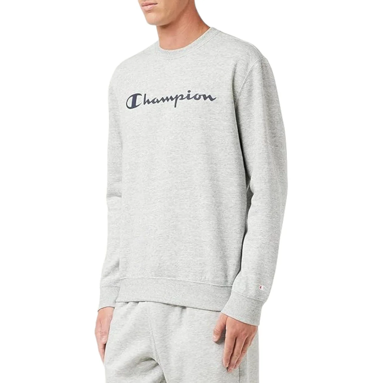 Champion Crew Neck Spellout Fleece Sweatshirt - Grey | Size: XL: the shop's own photo