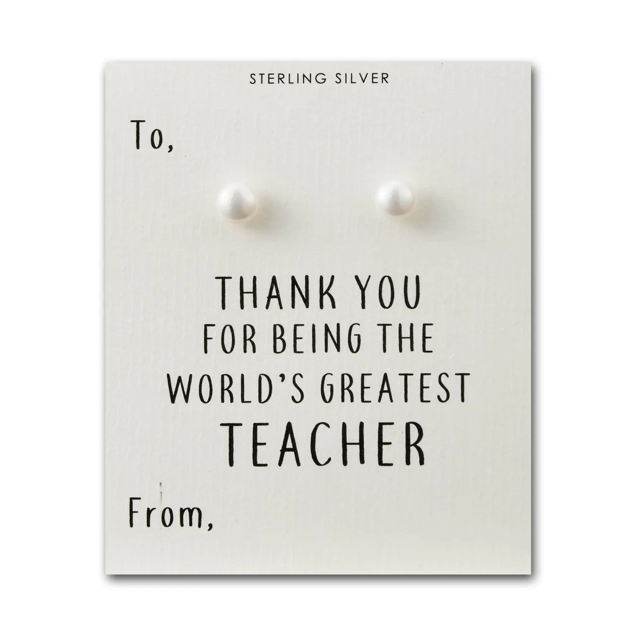 Sterling Silver World's Greatest Teacher Pearl Earrings: the shop's own photo