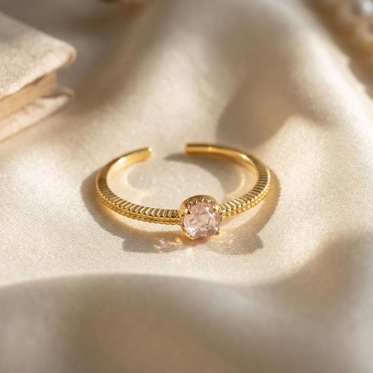 Rose Quartz One Size Fits All October Birthstone Ring: the shop's own photo