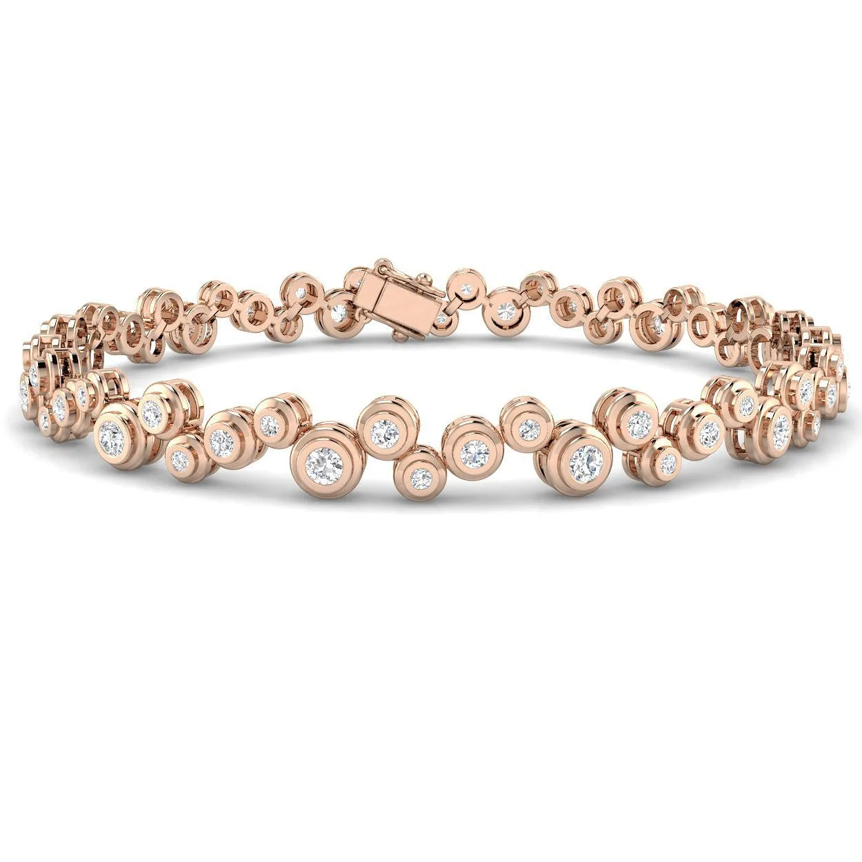 Round Cut Lab Grown Diamond Prong Set 3 Row Diamond Tennis Bracelet in Platinum with Box Clasp - 9k Rose Gold / 8.25 Carat / Lab Grown Diamond: the shop's own photo