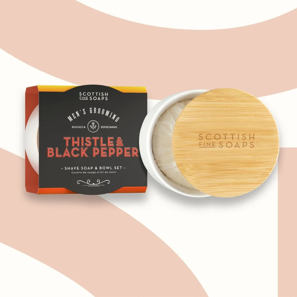 Thistle & Black Pepper Shave Soap & Bowl Set: the shop's own photo