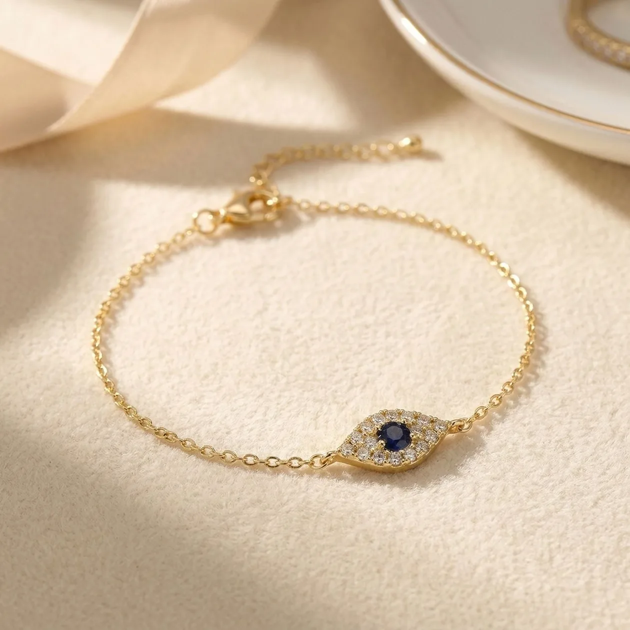 Minimalist Elegant Evil Eye Gold Plated Bracelet: the shop's own photo