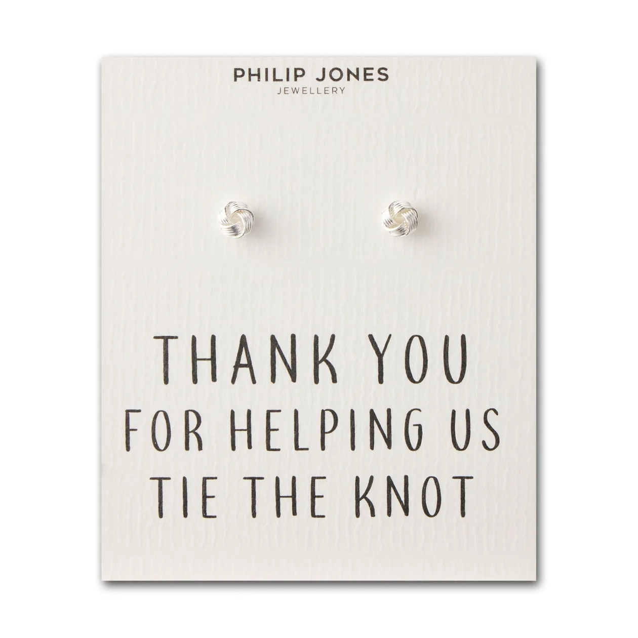 Silver Plated Thank You for Helping us Tie The Knot Bridal Earrings with Quote Card: the shop's own photo