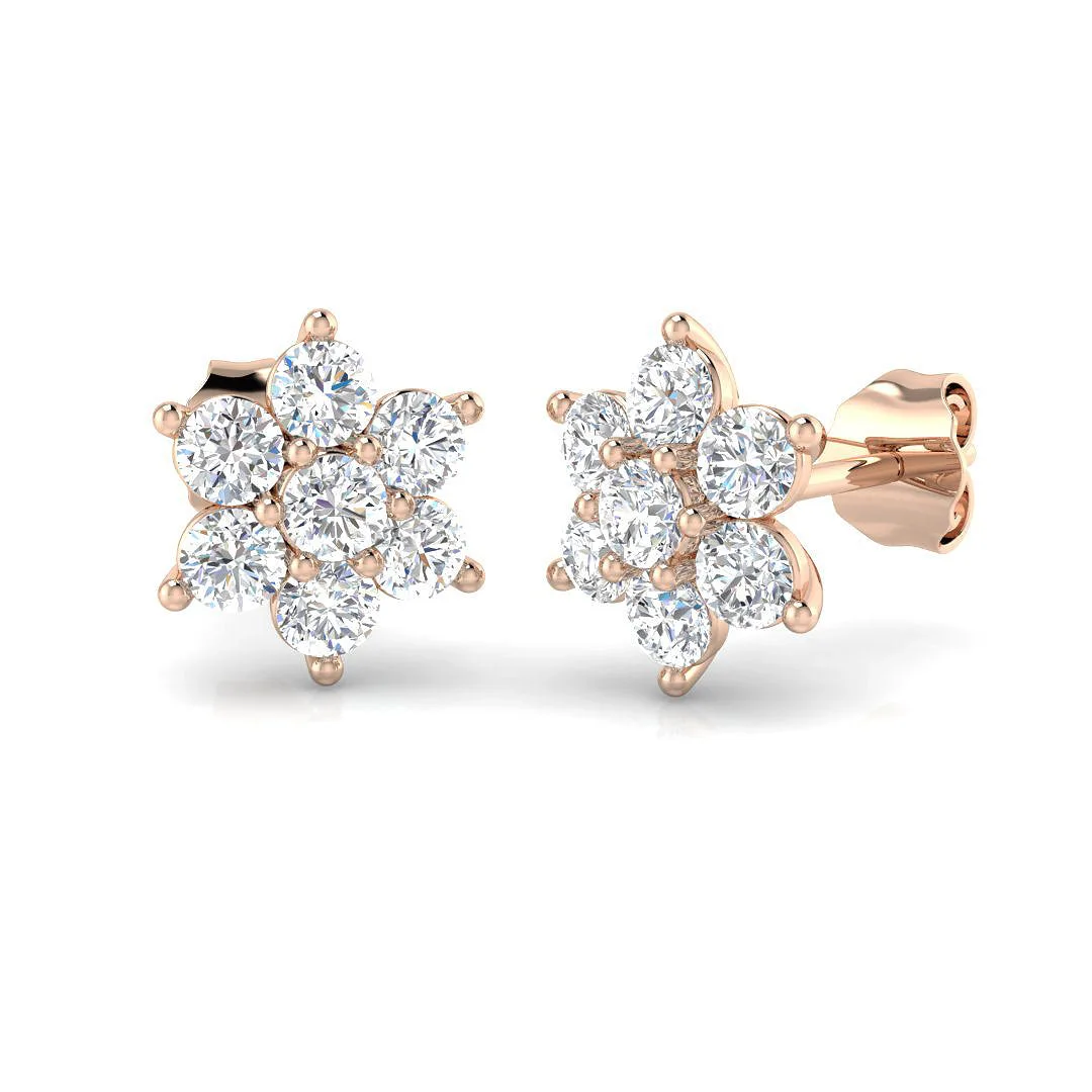 Valentine Special Diamond Earring 1 ct Platinum, 9ct, 18ct White, Yellow & Rose Gold | Handcrafted Fine - 9k Rose Gold / 1.00 Carat / Natural-F/VS: the shop's own photo