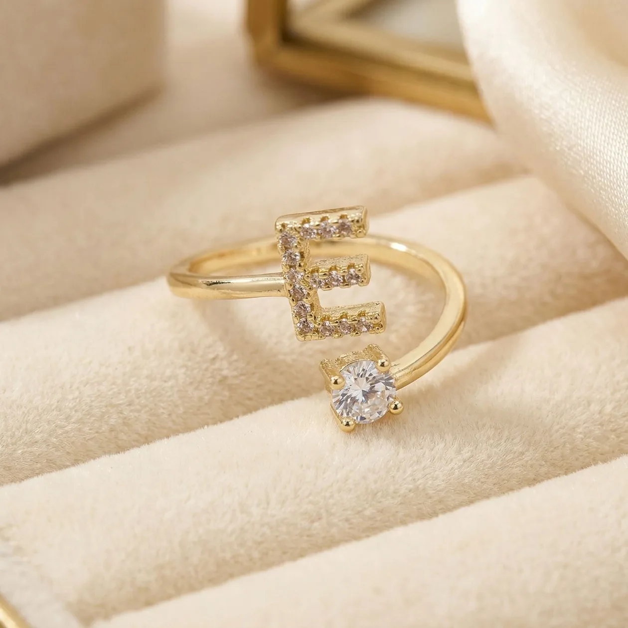 18ct Gold Plated Adjustable Personalised Initial Ring - P: the shop's own photo