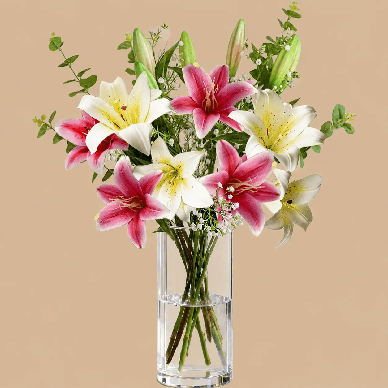 White & Pink Artificial Lily Bouquet: the shop's own photo