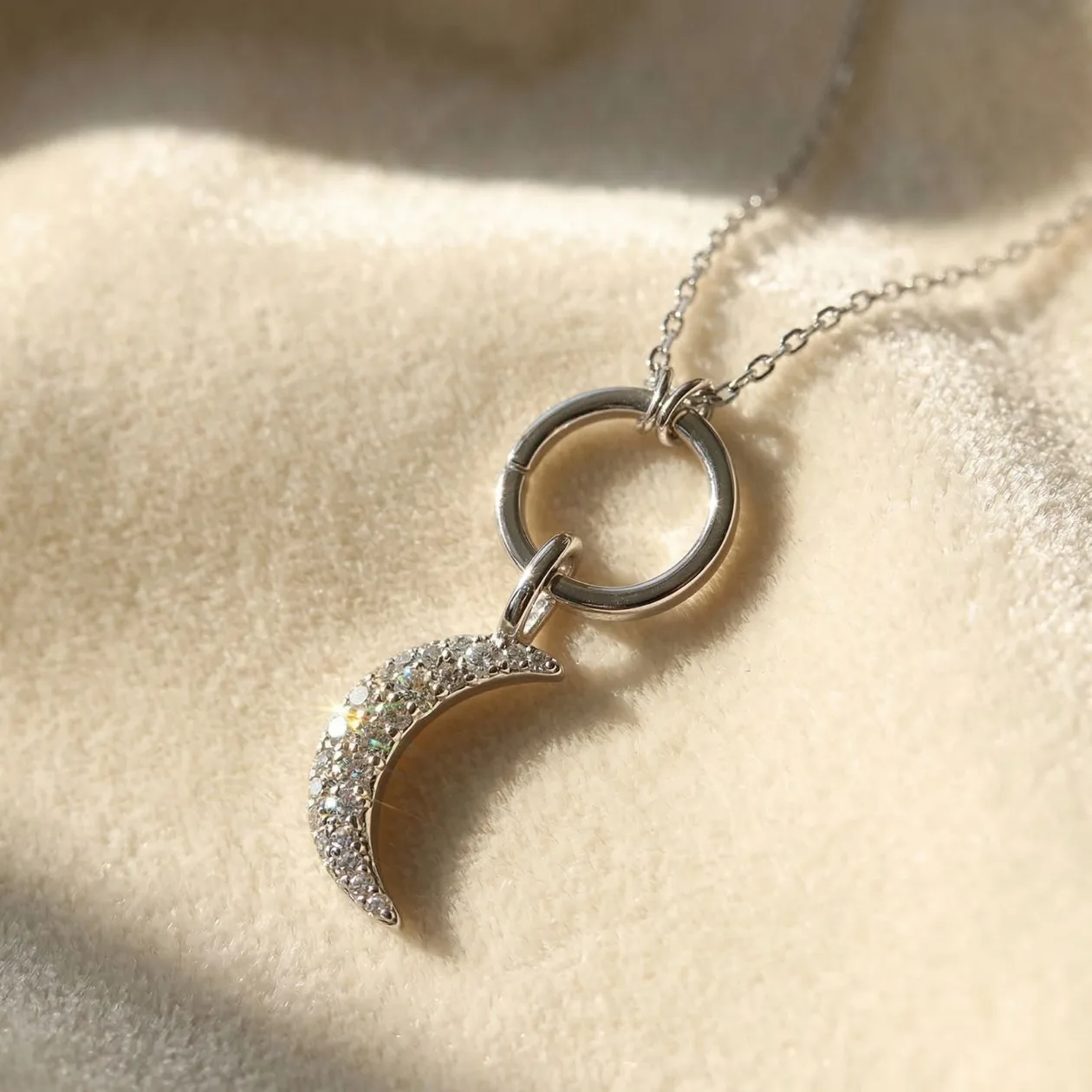 Sterling Silver Crescent Moon Pendant Charm Necklace: the shop's own photo