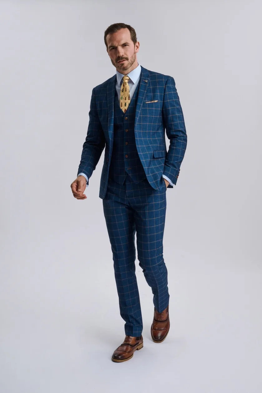 Hamleys Men's Navy Check Three Piece Suit: the shop's own photo