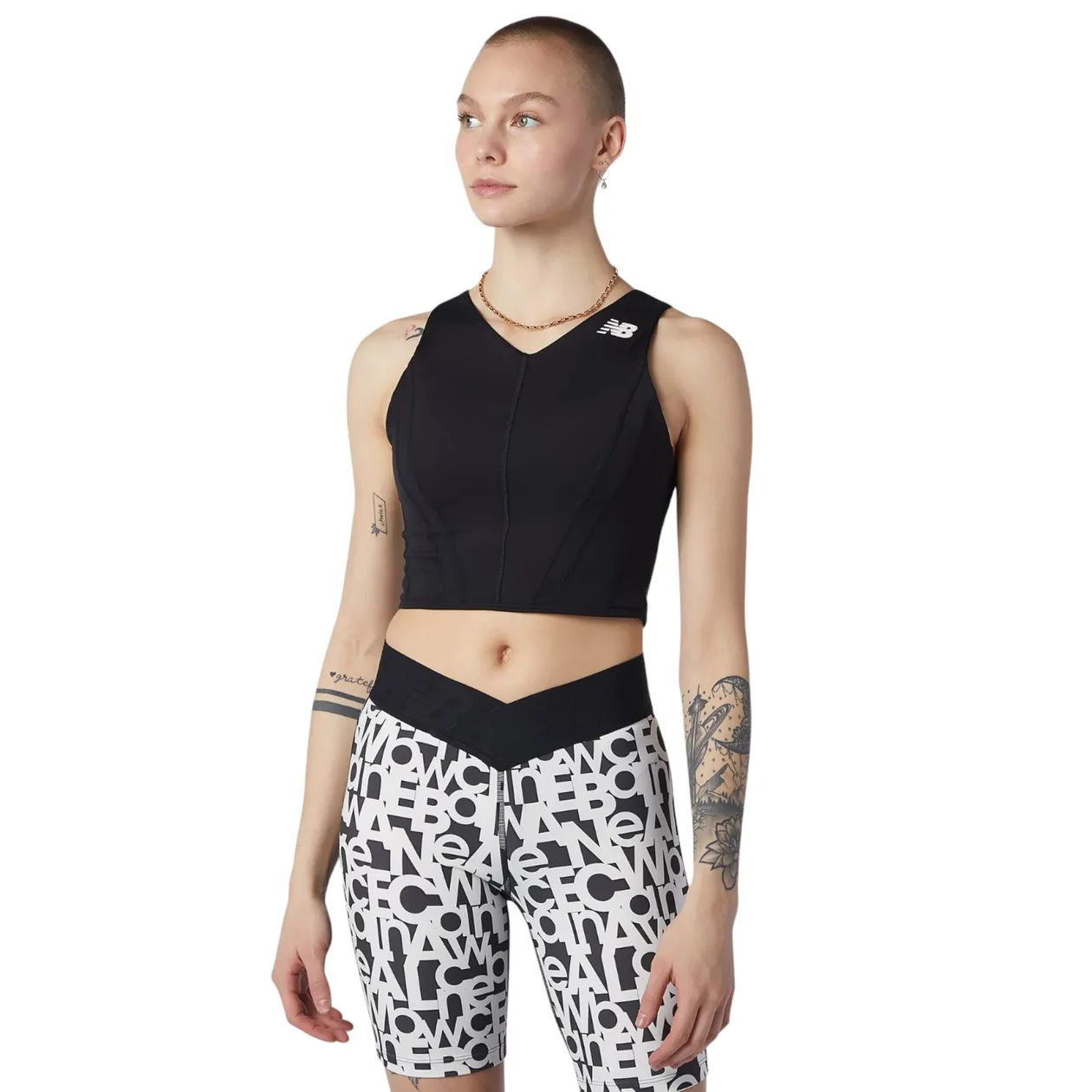 New Balance Womens Transform Nbsleek Crop Top - Black | Size: XS: the shop's own photo