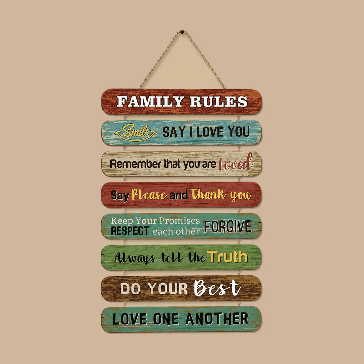 Family Rules Wooden Sign: the shop's own photo