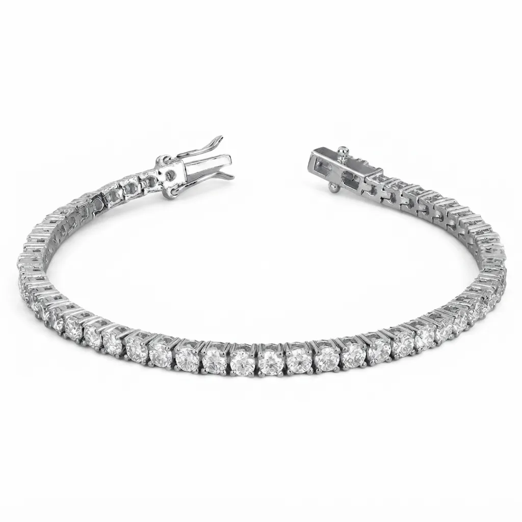 WGI Certified 7.50ct Natural Diamond Tennis Bracelet For Her – Prong Set | 9K Gold | 7.50 Inches Long - 7.50 Carat / 9k White Gold: the shop's own photo