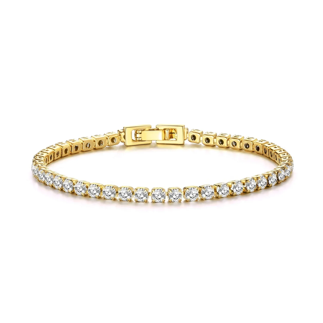 18k Gold Plated 3mm Tennis Bracelet Created with Zircondia® Crystals: the shop's own photo