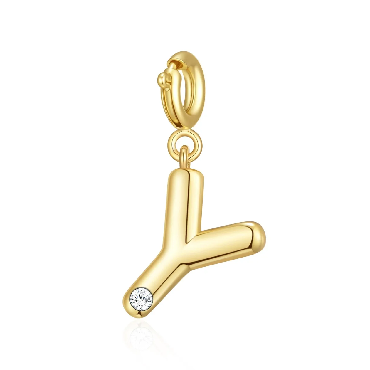 18k Gold Plated Clip On Initial Charms Letter A-Z Created with Zircondia® Crystals - Y: the shop's own photo